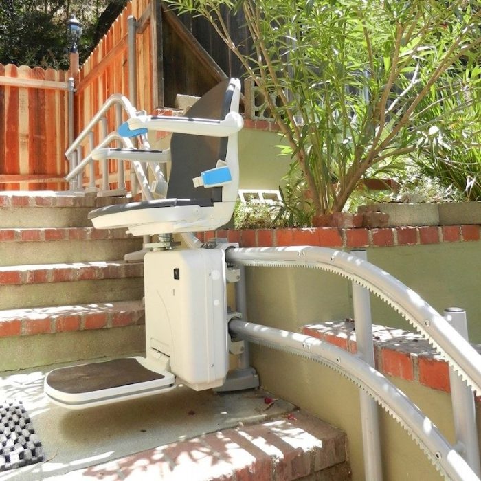 Mountain View Outdoor curved stairchair exterior chairlift outside chairstair 